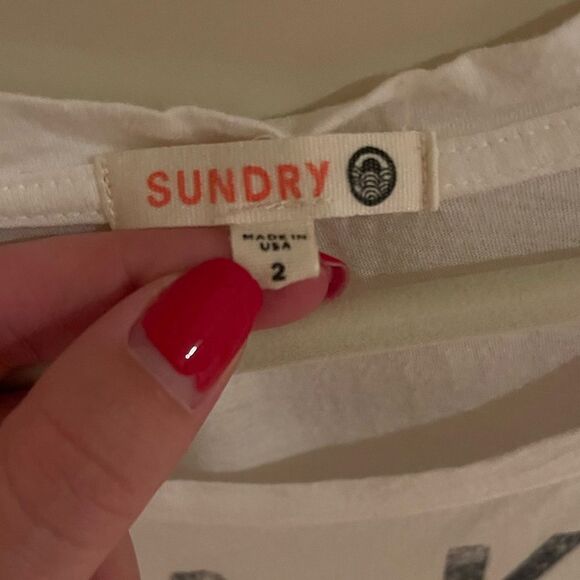 Sundry Take A Trip White Ombre Riviera Razor Back Tank Top with Orange Border - Picture 6 of 8